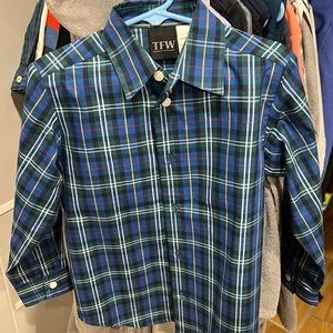 TFW Plaid Dress Shirt Green/blue/black/white/gold